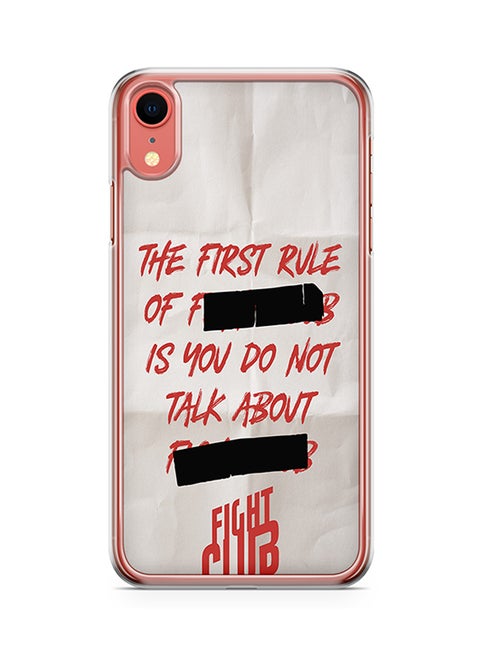 Transparent Edge Protective Case Cover For Apple iPhone XR White And Red First Rule of Fight Club