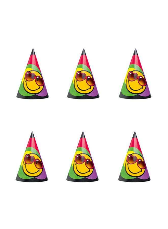 Amscan 6-Piece Smiley Express Party Hat Set 18centimeter Kids Birthday Theme Party Supplies 18cm
