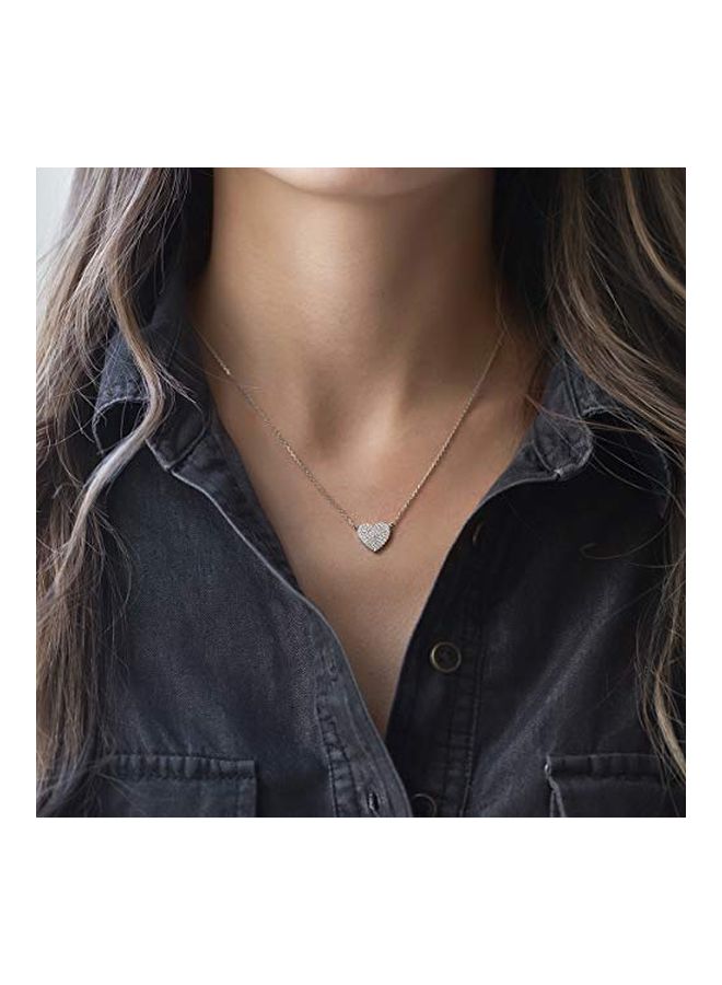 AMY O 25 Sterling Silver Cubic Zirconia Studded Heart Shaped Pendant Necklace - Image 3