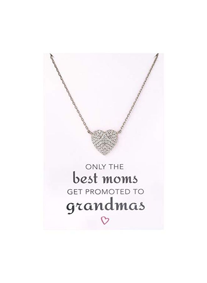 AMY O 25 Sterling Silver Cubic Zirconia Studded Heart Shaped Pendant Necklace - Image 4