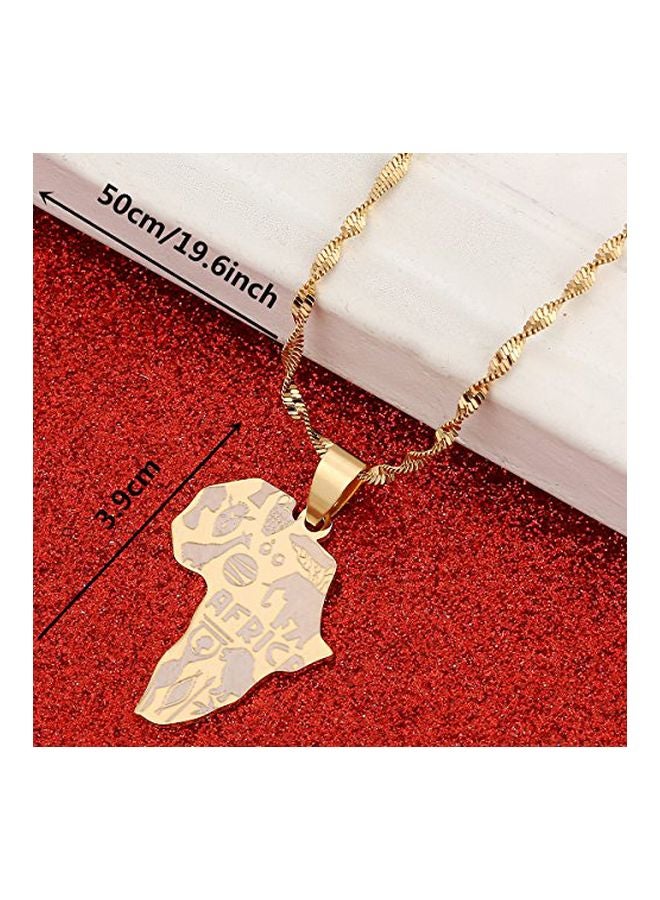 BR Gold Jewelry - Stainless Steel Plated Africa Map Outlined Pendant Necklace - Image 1