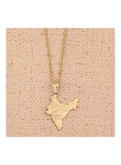 BR Gold Jewelry Brass Plated India Map Outlined Pendant Necklace  - Image 3