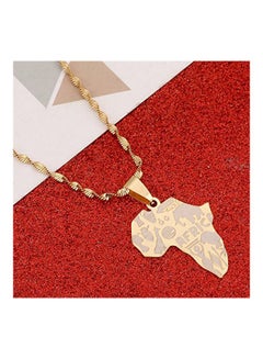 BR Gold Jewelry Stainless Steel Plated Africa Map Outlined Pendant Necklace  - Image 2