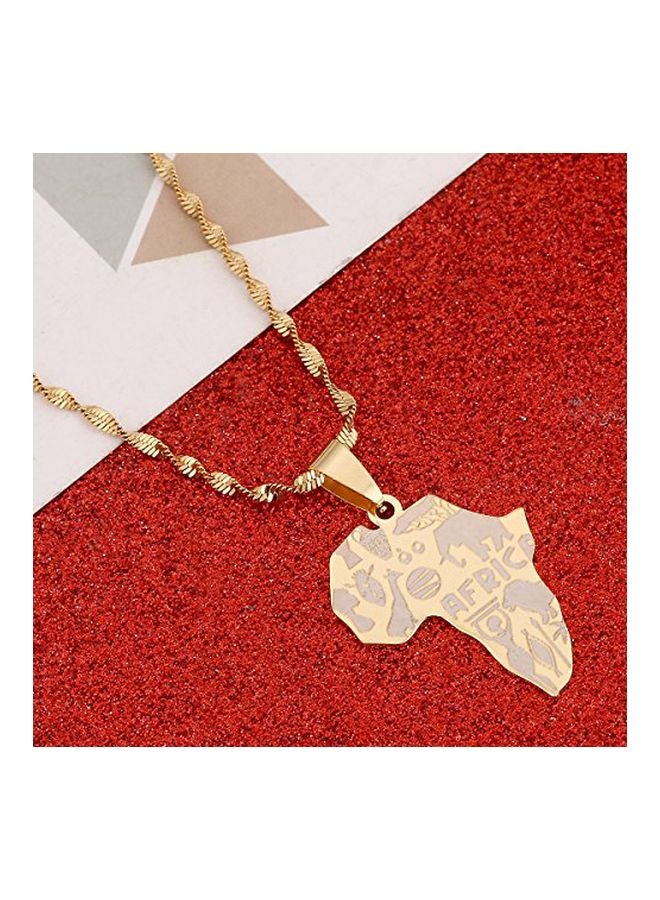 BR Gold Jewelry - Stainless Steel Plated Africa Map Outlined Pendant Necklace - Image 1
