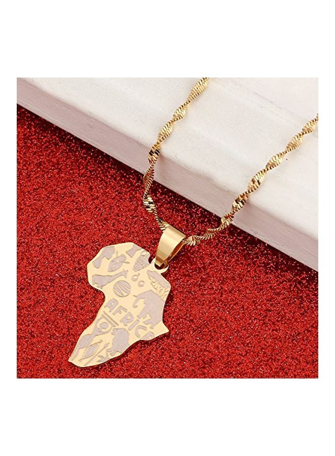 BR Gold Jewelry - Stainless Steel Plated Africa Map Outlined Pendant Necklace - Image 1