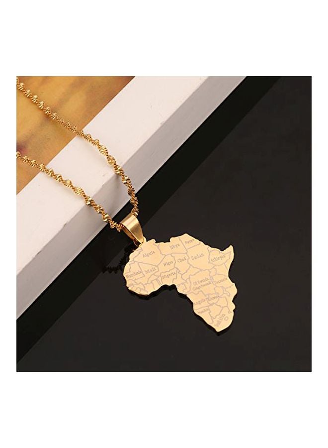 Stainless Steel Plated African Map Outlined Pendant Necklace - v1552044436/N21632110A_3