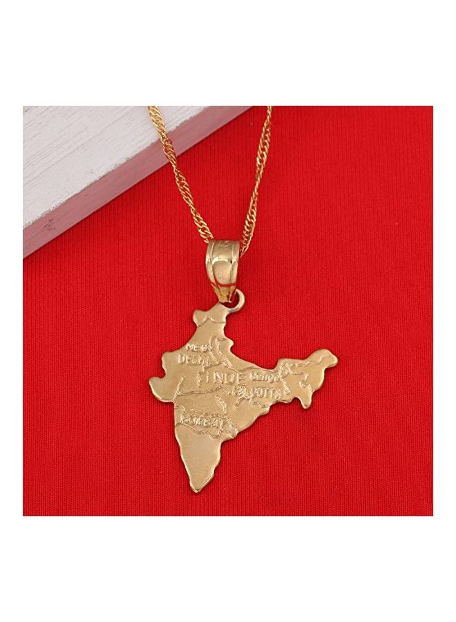 Brass Plated India Map Outlined Pendant Necklace - v1552044437/N21632111A_2