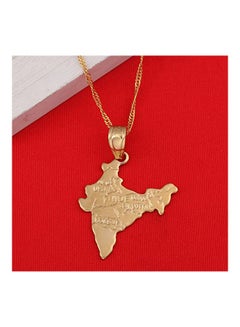 BR Gold Jewelry Brass Plated India Map Outlined Pendant Necklace  - Image 2