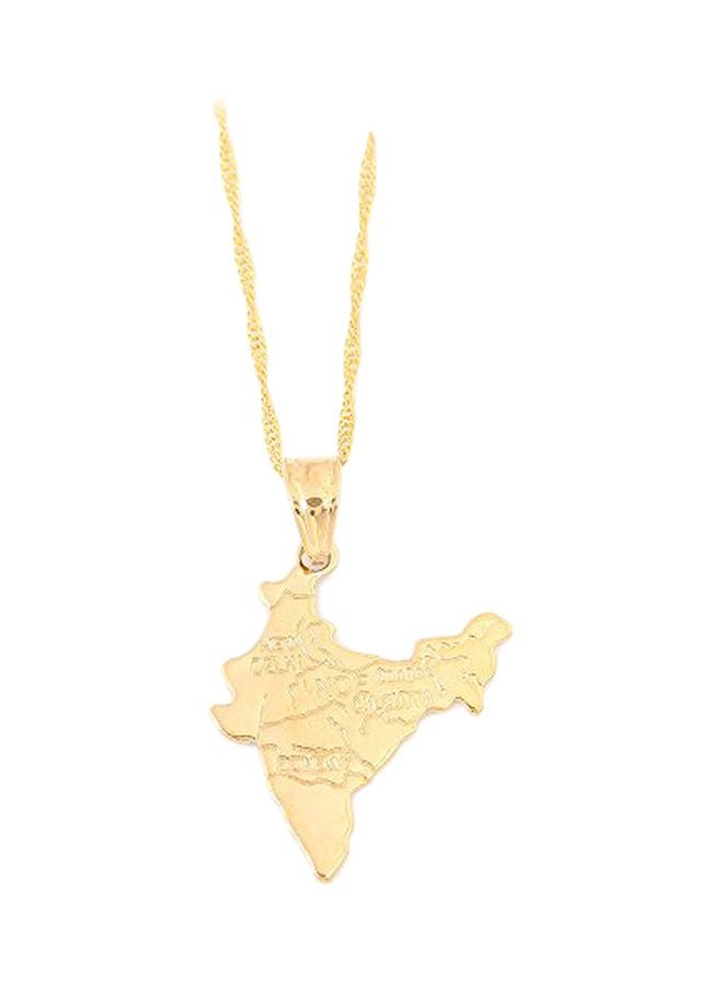 Brass Plated India Map Outlined Pendant Necklace - v1552044438/N21632111A_1