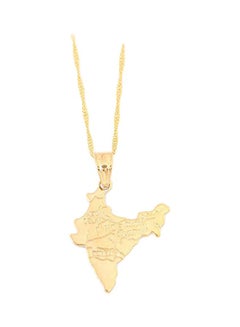 BR Gold Jewelry Brass Plated India Map Outlined Pendant Necklace  - Image 1