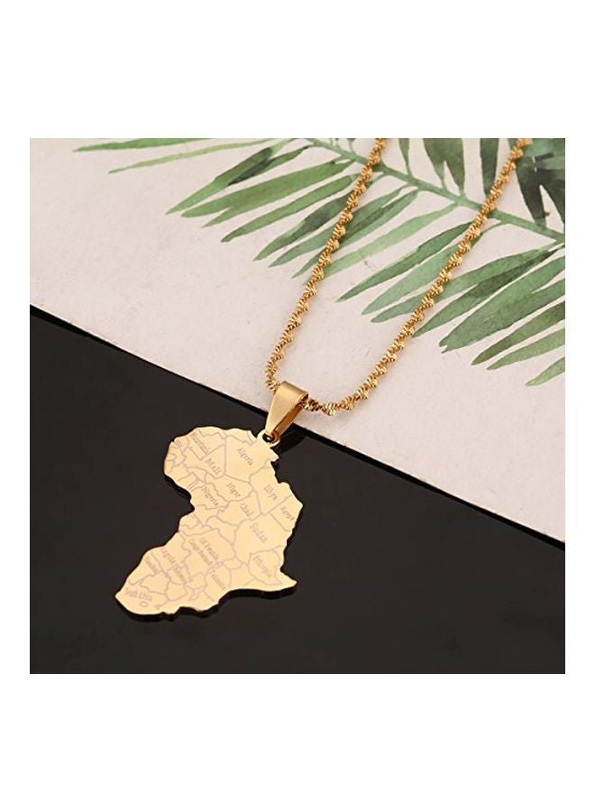 Stainless Steel Plated African Map Outlined Pendant Necklace - v1552044449/N21632110A_2