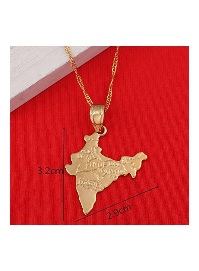 Brass Plated India Map Outlined Pendant Necklace - v1552044450/N21632111A_4