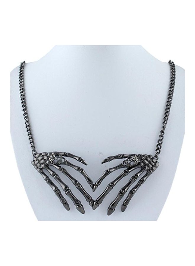 Crystal Studded Skull Hand Necklace - v1552044557/N21632388A_2