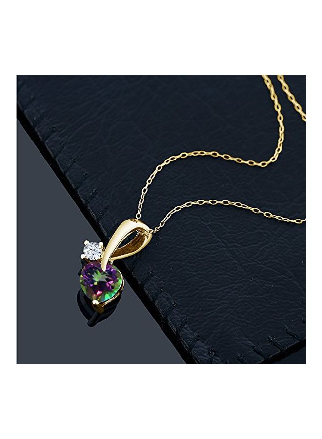 جم ستون كينج قلادة بدلاية مرصعة بأحجار الياقوت الأصفر الروحاني والزركونيا المكعبة مصنوعة من الفضة الإسترليني عيار 925 - Image 2