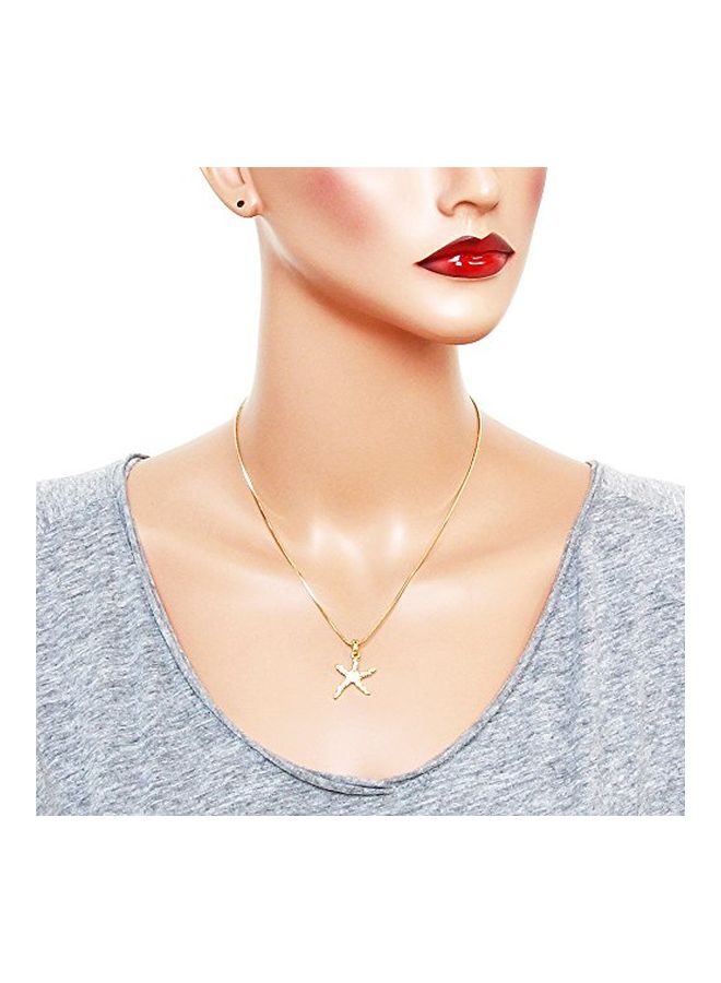 Falari Brass Rhinestone Studded Starfish Pendant Necklace  - Image 2