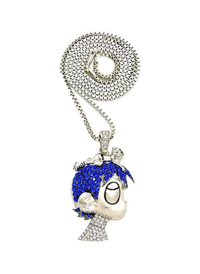 G-wood Rhinestones Studded L Uzi Cartoon Pendant Necklace - Image 1
