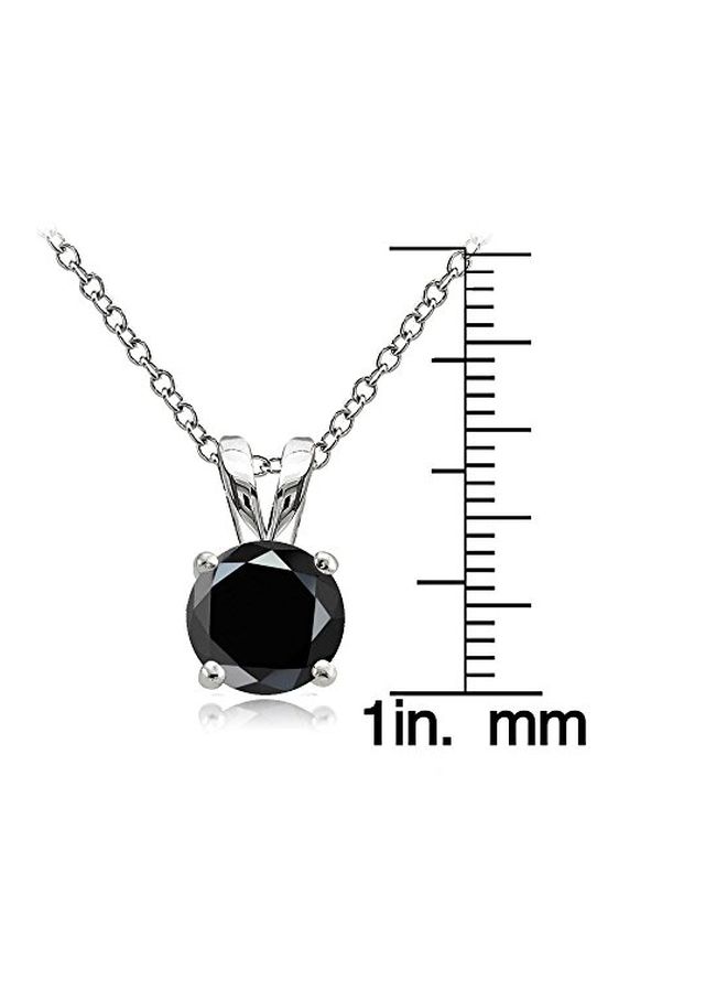 Hoops & Loops - 925 Sterling Silver Cubic Zirconia Round Solitaire Pendant Necklace - Image 1