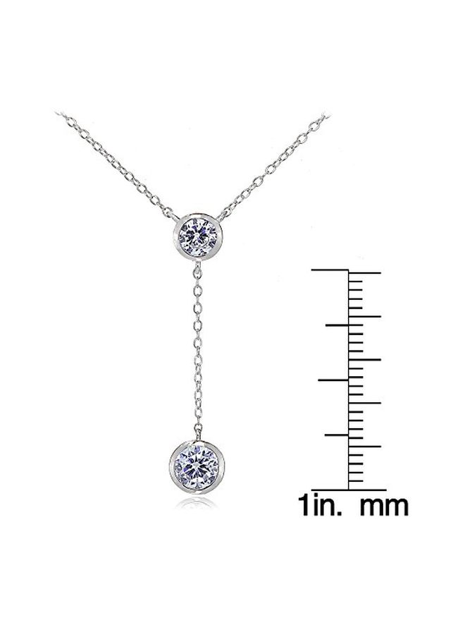 Hoops & Loops - 925 Sterling Silver Cubic Zirconia Studded Y Necklace - Image 1