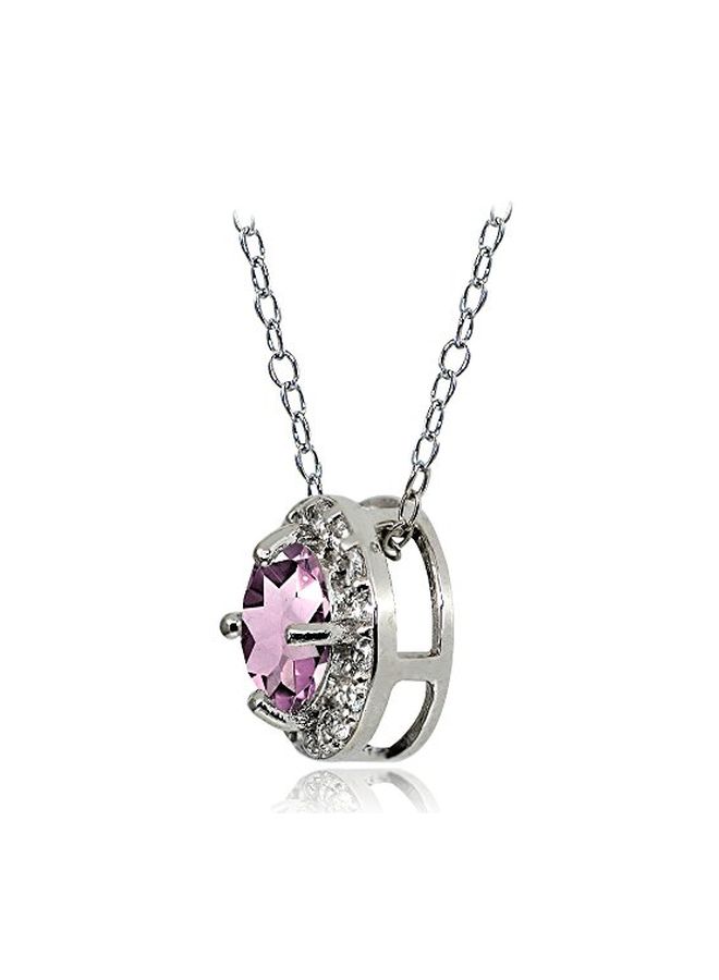 Ice Gems 925 Sterling Silver Cubic Zirconia And Topaz Studded Halo Pendant Necklace - Image 2