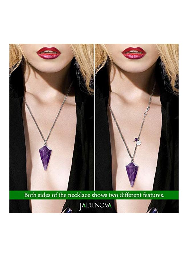 Stainless Steel Amethyst Studded Peundulum Pendant Necklace - v1552044773/N21632846A_4