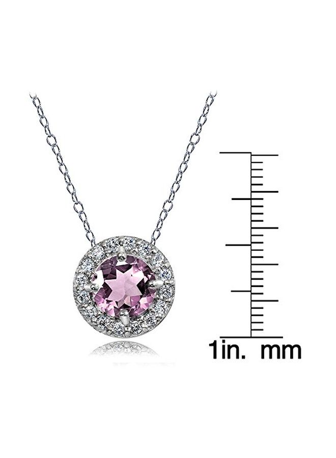 Ice Gems 925 Sterling Silver Cubic Zirconia And Topaz Studded Halo Pendant Necklace - Image 3