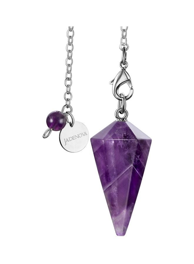 Stainless Steel Amethyst Studded Peundulum Pendant Necklace - v1552044784/N21632846A_1