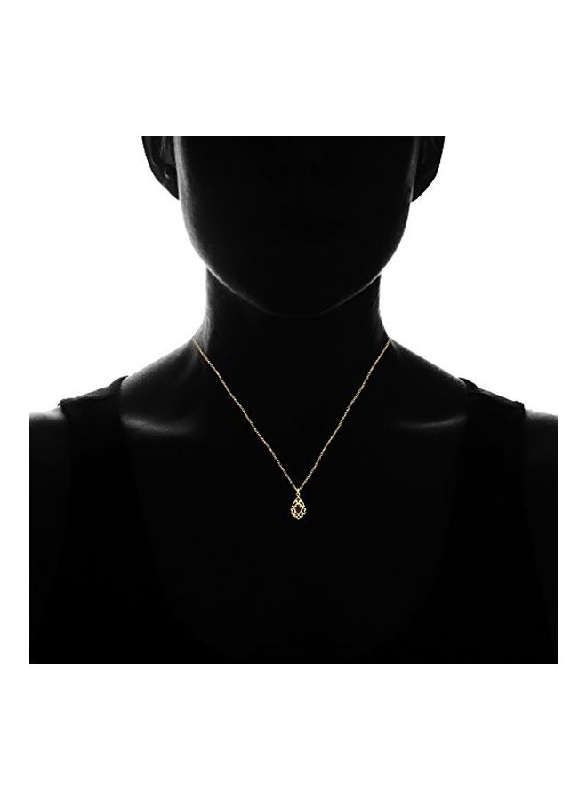 Ice Gems - 925 Sterling Silver Gold Plated Ruby Studded Filigree Heart Teardrop Necklace - Image 1