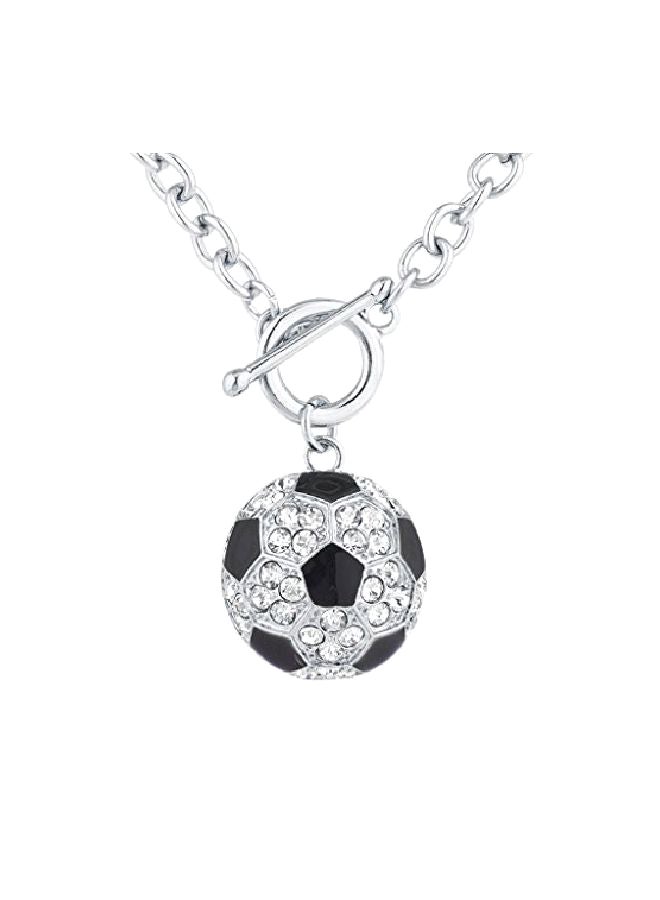 Lux Accessories Rhinestone Studded Soccer Ball Pendant Necklace  - Image 1