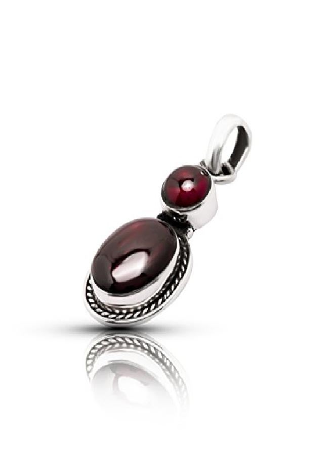 Koral Jewelry 925 Sterling Silver 0.70 Ct Garnet Studded Pendant - Image 2