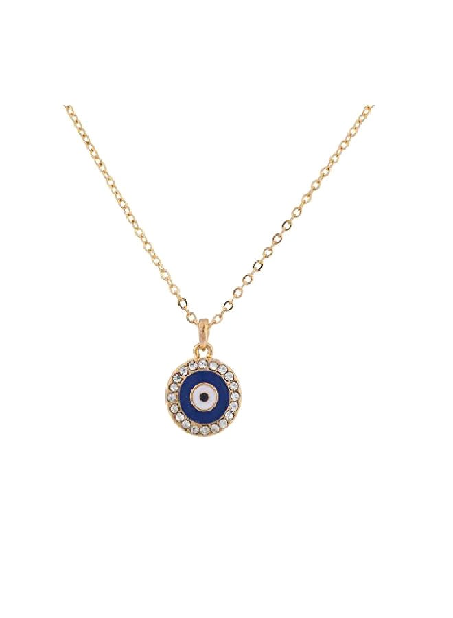 Lux Accessories Brass Eye Shaped Charm Pendant Necklace - Image 1