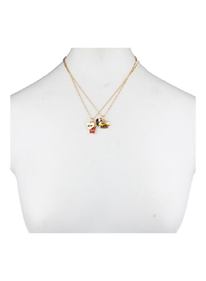 Lux Accessories 2-Piece Brass Best Friend Pendant Necklace  - Image 2