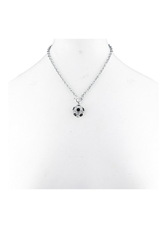 Lux Accessories Rhinestone Studded Soccer Ball Pendant Necklace  - Image 2