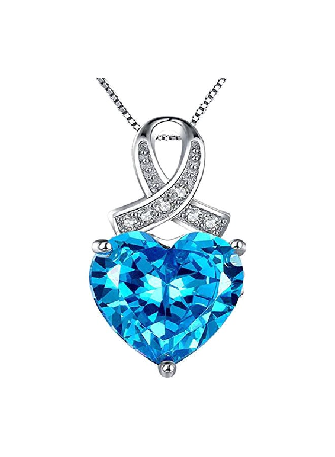 MABELLA 925 Sterling Silver Topaz And Cubic Zirconia Studded Pendant Necklace - Image 1