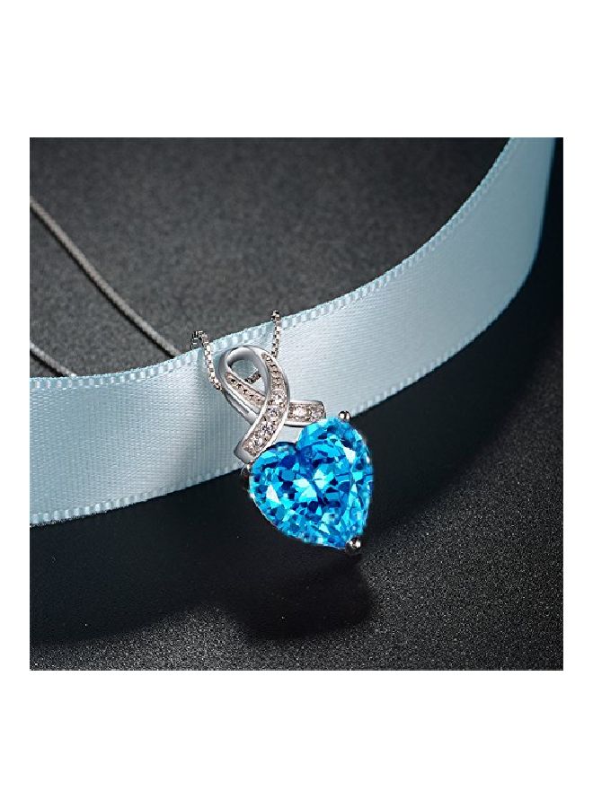 MABELLA 925 Sterling Silver Topaz And Cubic Zirconia Studded Pendant Necklace - Image 4