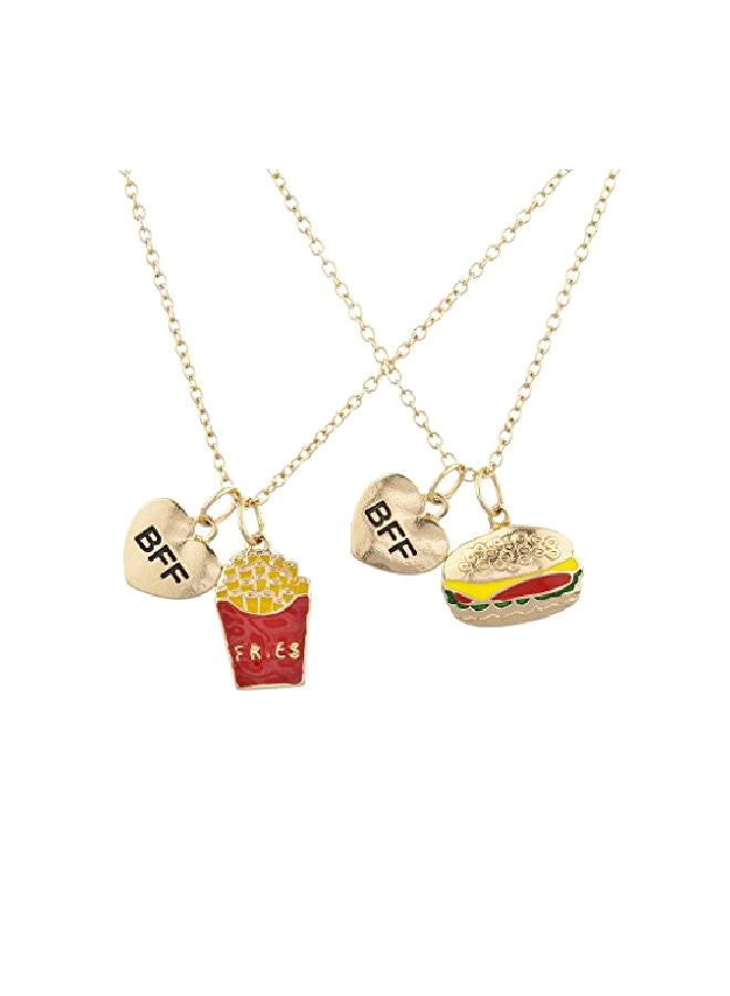 Lux Accessories 2-Piece Brass Best Friend Pendant Necklace  - Image 1