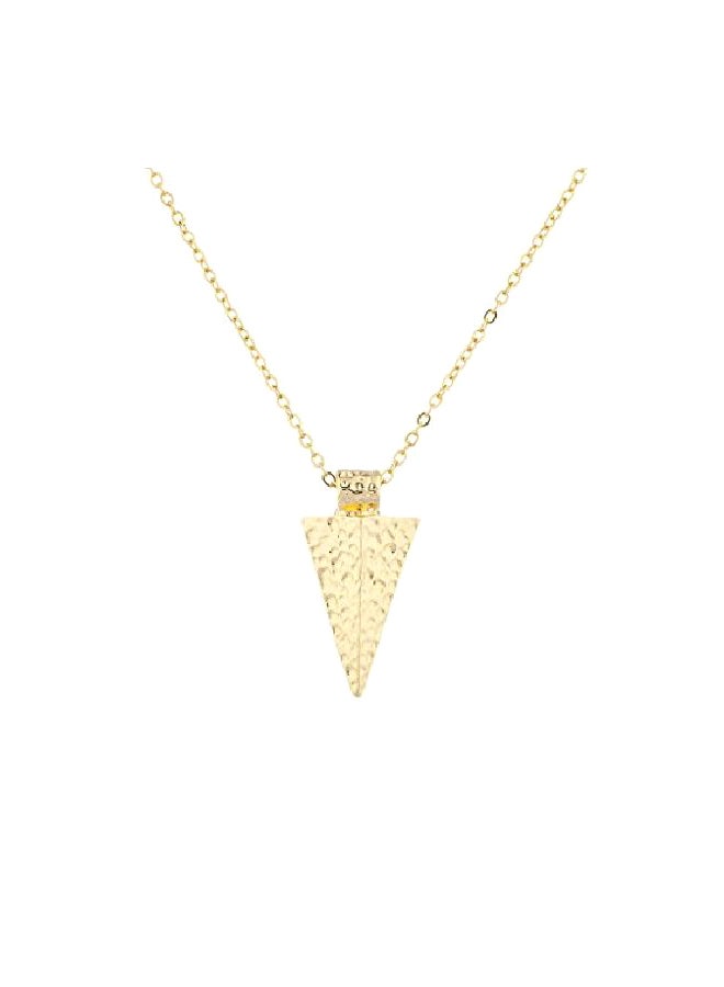 Lux Accessories - Brass Hammered Arrowhead Pendant Necklace - Image 1