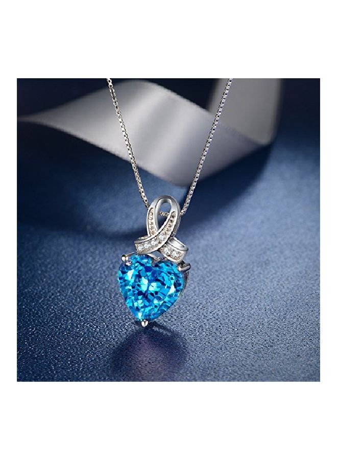 MABELLA 925 Sterling Silver Topaz And Cubic Zirconia Studded Pendant Necklace - Image 3