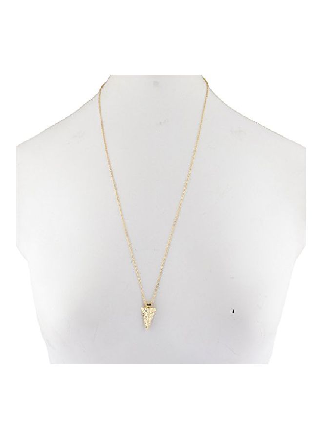 Lux Accessories - Brass Hammered Arrowhead Pendant Necklace - Image 1