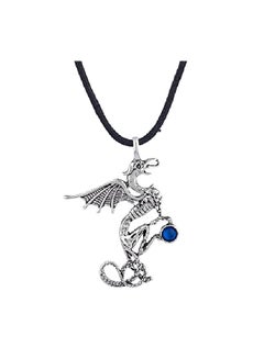 Brass Crystal Studded Dragon Pendant Necklace