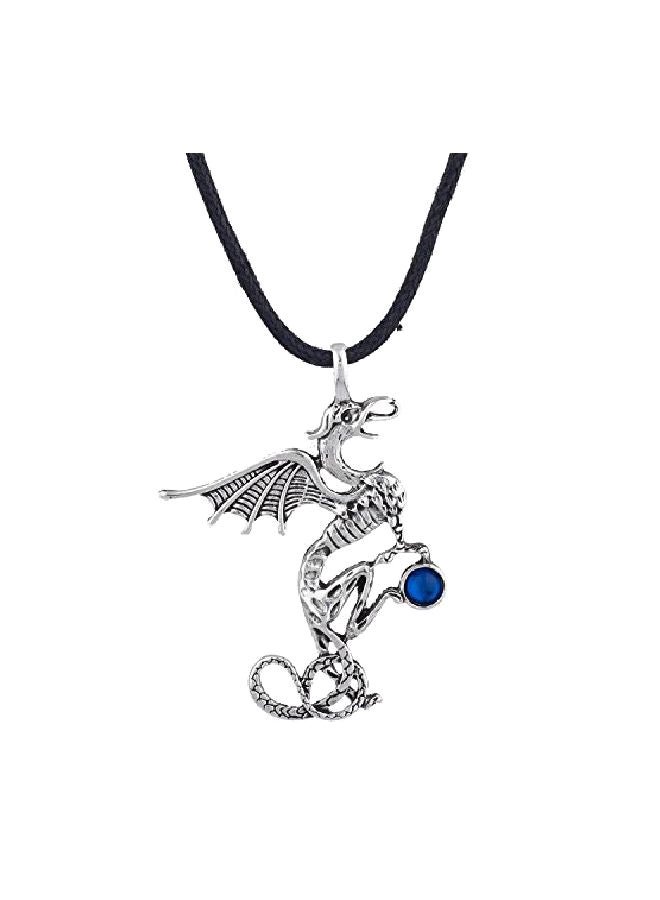 Lux Accessories - Brass Crystal Studded Dragon Pendant Necklace - Image 1