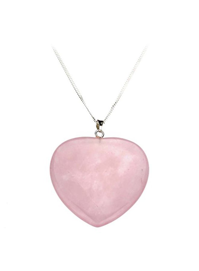 Joyful Creations 925 Sterling Silver Rose Quartz Stone Heart Pendant Necklace - Image 1
