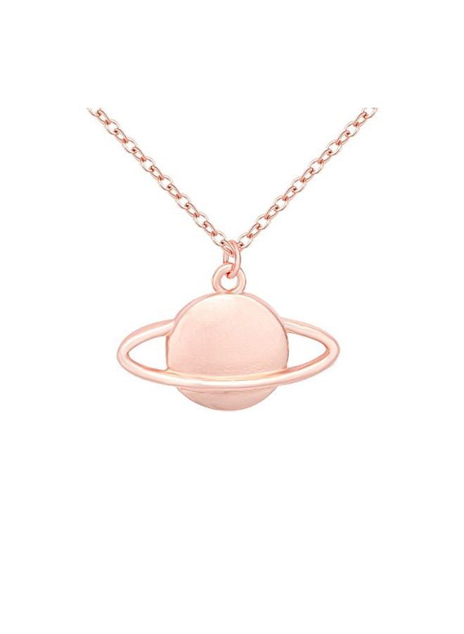 NOUMANDA Copper Rose Gold Silver Plated Saturn Planet Pendant Necklace