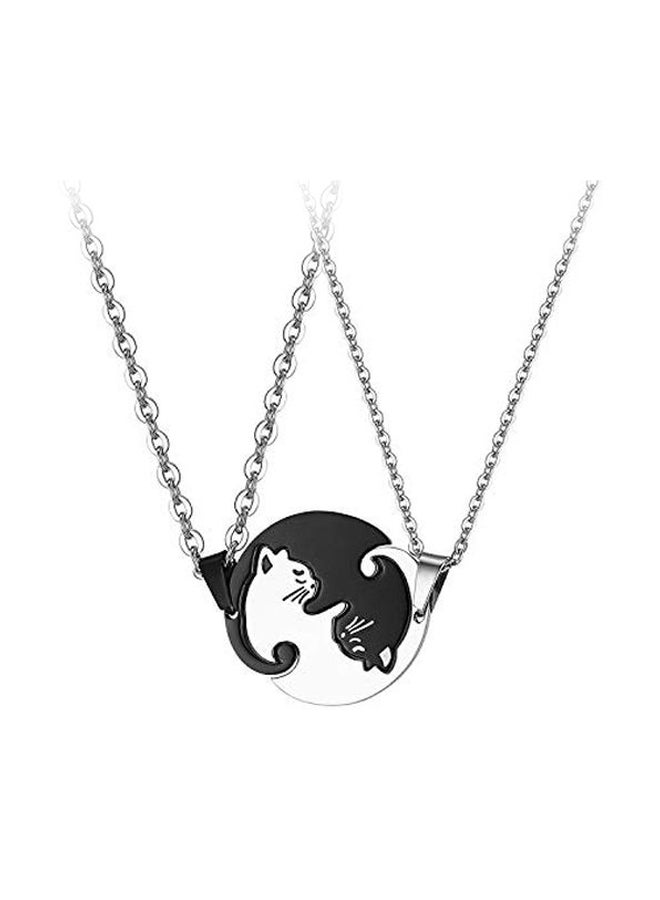 Oidea Stainless Steel Pet Cat Puzzle Couple Pendant Necklace - Image 1