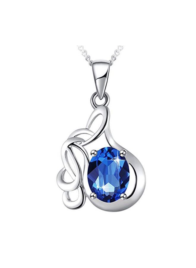 PLATO H Rhodium Plated Alloy Swarovski Studded Pendant Necklace  - Image 1