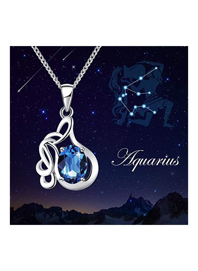 PLATO H Rhodium Plated Alloy Swarovski Studded Pendant Necklace  - Image 2