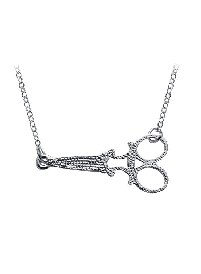 SENFAI Rhodium Plated Scissor Pendant Necklace - Image 1