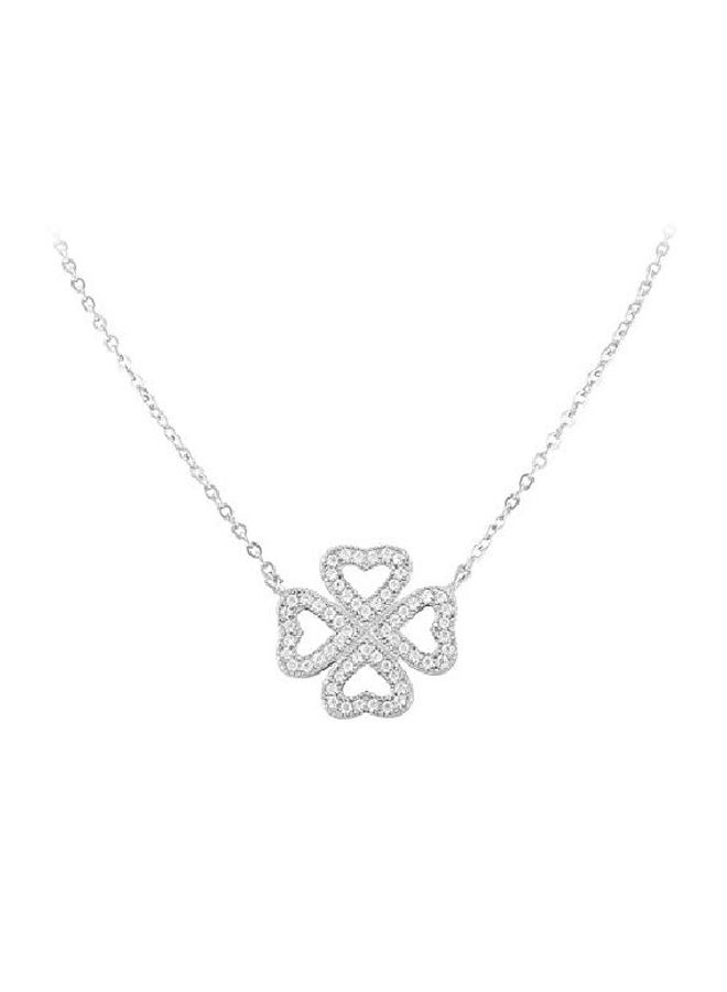 SilverCloseOut 925 Sterling Silver Cubic Zirconia Studded Pendant Necklace - Image 1