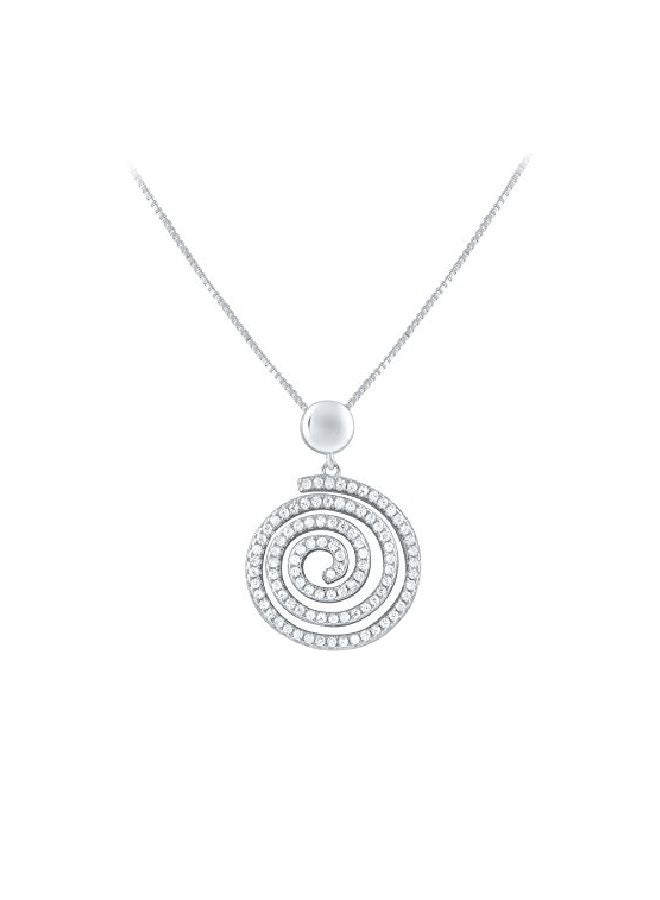 SilverCloseOut 925 Sterling Silver Cubic Zirconia Studded Spiral Pendant Necklace - Image 1