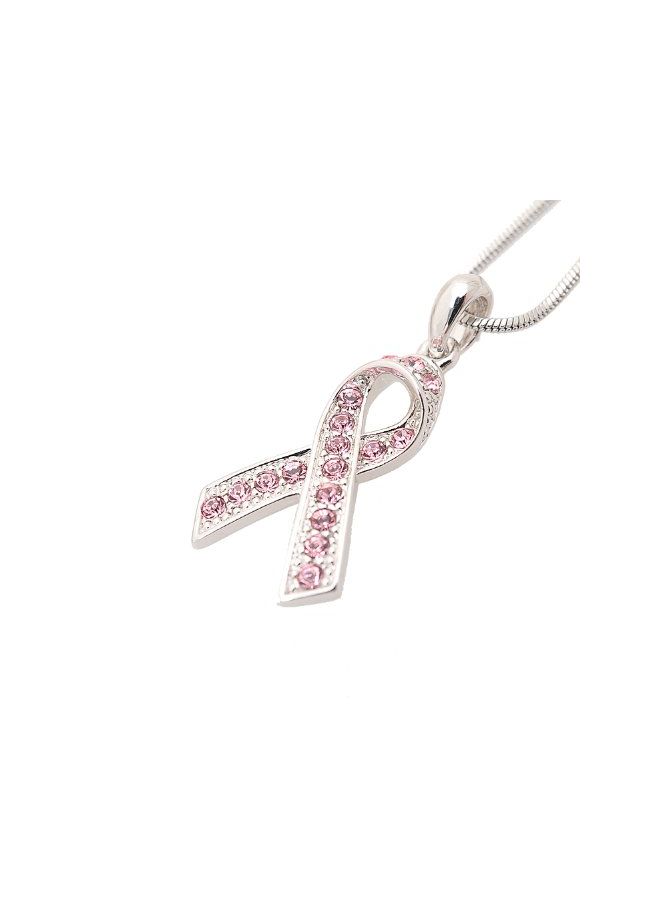 SpinningDaisy Silver Plated Crystal Studded Ribbon Pendant Necklace - Image 2