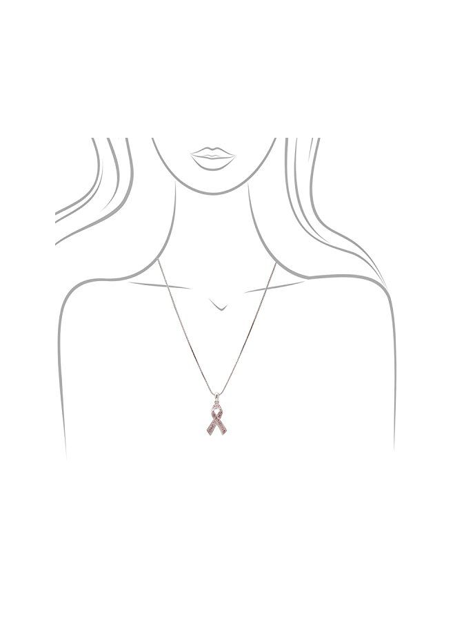 SpinningDaisy Silver Plated Crystal Studded Ribbon Pendant Necklace - Image 4